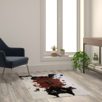 Flash Furniture YTG-RGC31523-35-BN-GG Barstow Collection 3' x 5' Brown Faux Cowhide Print Area Rug with Polyester Backing for Living Room, Bedroom, Entryway